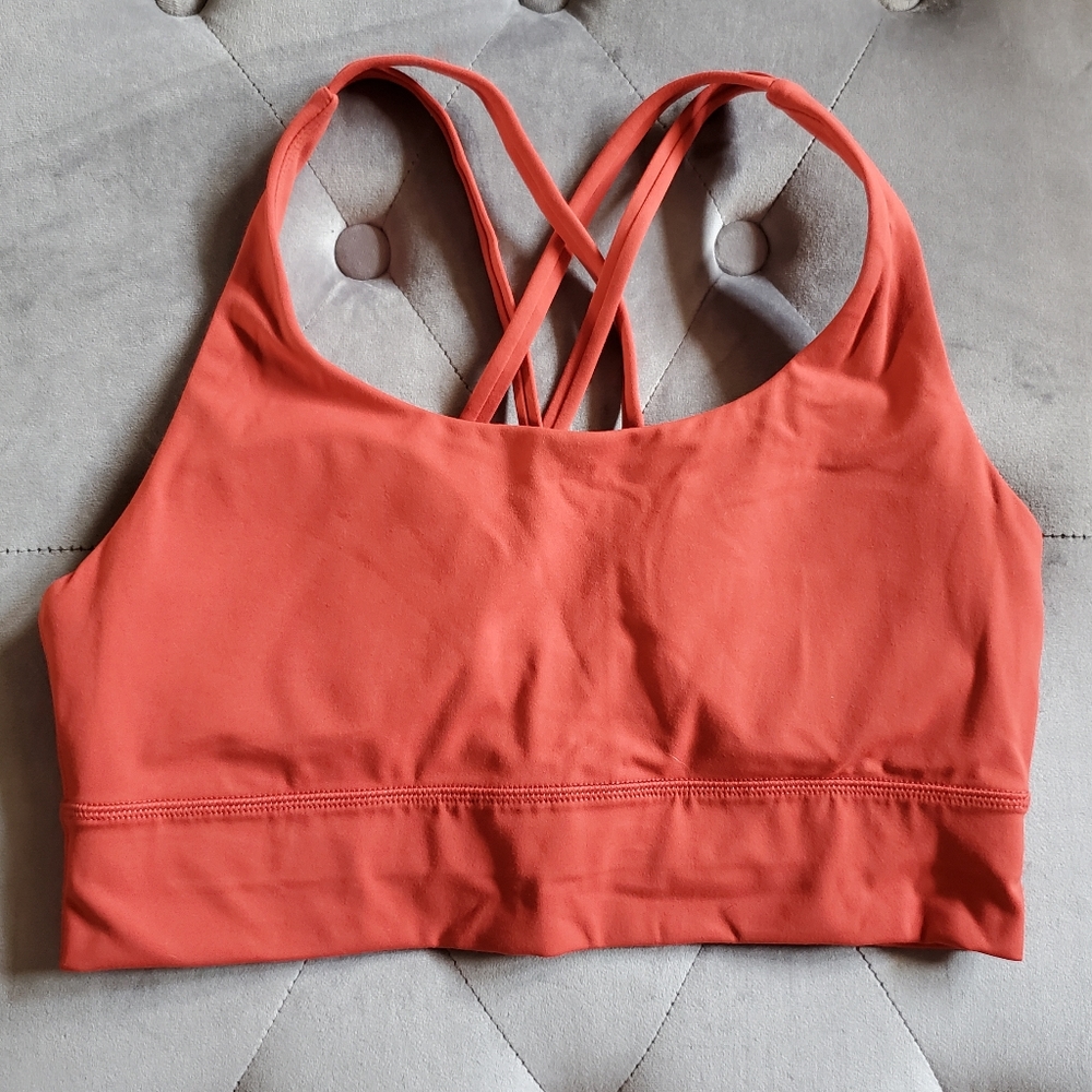 Red Strappy back long line sports bra - Picture 8 of 14